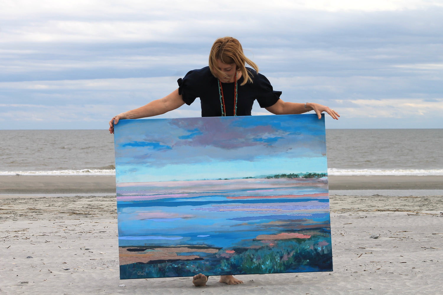 Karin Olah, beach lover, fiber artist, Charleston artist, fabric collector, coastal modern art
